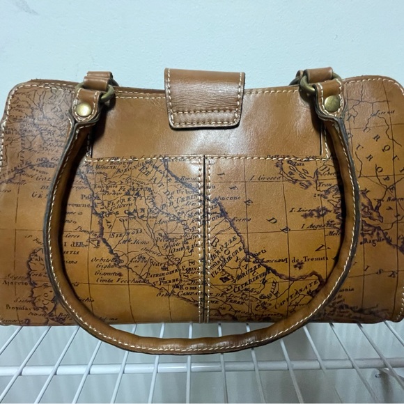Patricia Nash Rienzo Signature Map Print Leather Satchel - Picture 2 of 2